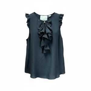 Maeve Black Ruffle Sleeveless Blouse